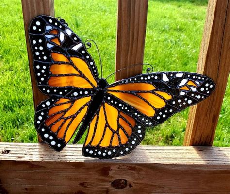 Stained Glass Monarch Butterfly Butterfly Suncatcher | Etsy