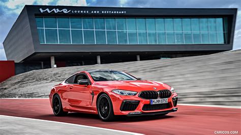 2020 BMW M8 Competition Coupe Color Fire Red Front Three Quarter