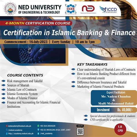 Certification In Islamic Banking And Finance Ned Academy Ccee Cmpp