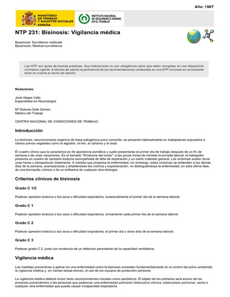 Nueva ventana NTP 231 Bisinosis Vigilancia médica pdf 309 Kbytes