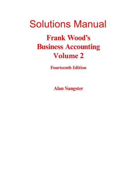 Solutions Manual For Frank Wood S Business Accounting Volume Th