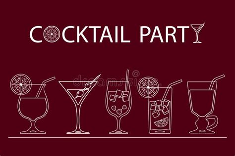 Cocktails Line Art Stock Illustrations Cocktails Line Art Stock