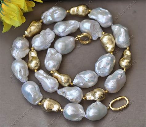 Z Set Mm White Baroque Keshi Reborn Pearl Gold Plated Peasecod