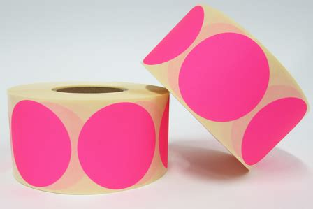 Etiketten Of Stickers Op Rol Mm Rond Fluor Roze Papier