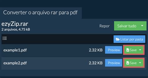 Conversor RAR para PDF Online Não é necessário registro ezyZip