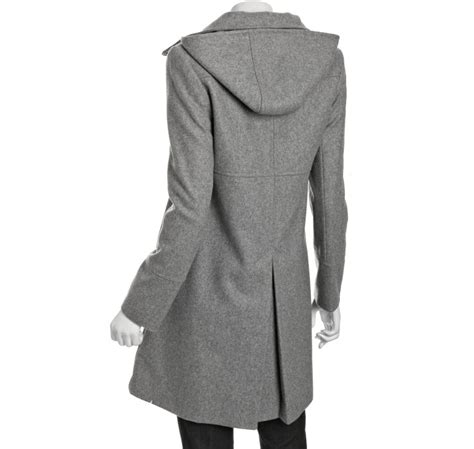 Lyst Dkny Pale Grey Wool Blend Julie Zip Front Hooded Coat In Gray