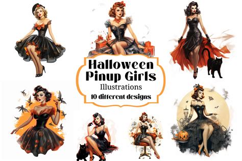 Halloween Pinup Girl Illustrations Afbeelding Door Laura Beth Love