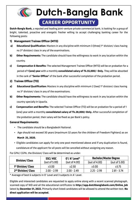 Dutch Bangla Bank (DBBL) Management Trainee Program