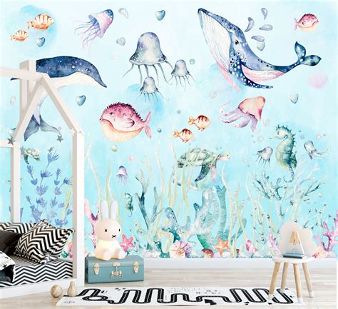 Wallpaper for Kids Ocean Children for Little Divers with Fishes ...