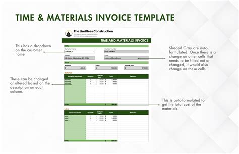 Time & Materials Invoice Template in Excel, Google Sheets - Download ...