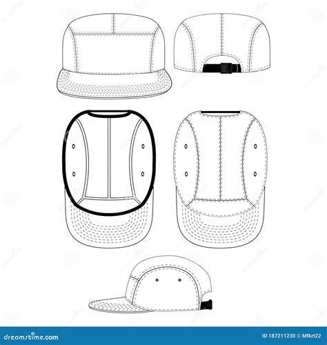 Five Panel Hat Vector Outline Template Stock Vector Illustration Of