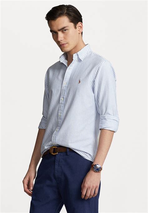 Polo Ralph Lauren Slim Fit Striped Oxford Shirt Ing Basic Blue