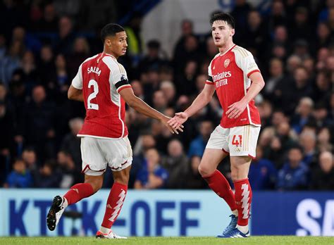 William Saliba And Declan Rice React After Emile Smith Rowe Leaves