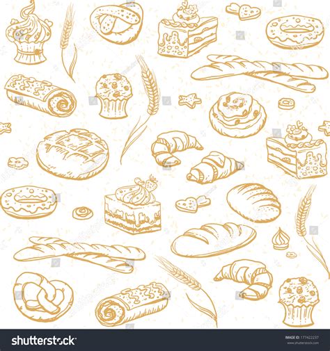 Vector Bakery Seamless Pattern Royalty Free Stock Vector 177422237