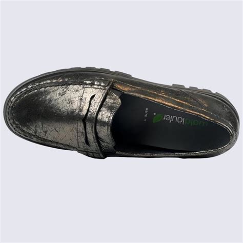 Mocassins Waldlaufer Mocassins Grosses Semelles Femme En Cuir Anthracite Brillant Igert