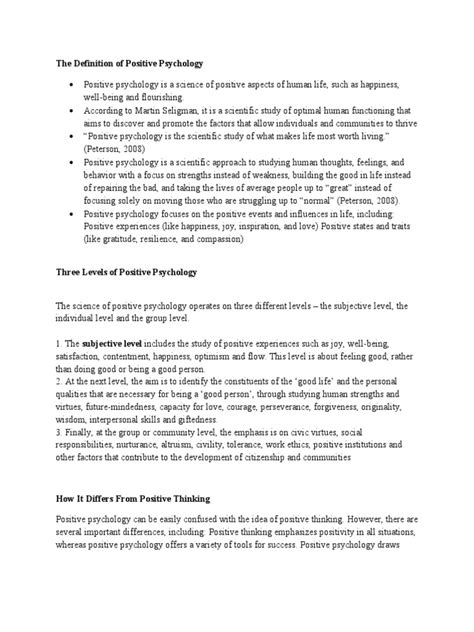 Definition Of Positive Psychology By Different Authors