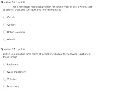 Solved Question Point Has A Mandatory Mediation Chegg