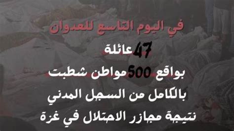 بوابة روز اليوسف عاجل 47 عائلة بواقع 500 فلسطيني شطبت بالكامل من