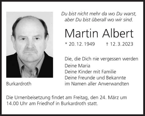 Martin Albert Traueranzeige Trauer InFranken De