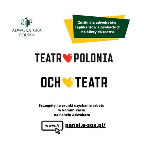 Zni Ki Dla Adwokat W I Aplikant W Na Bilety Do Teatru Polonia I Och W