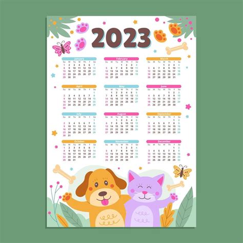 Cute Happy Animal Calendar 2023 Template 13522348 Vector Art at Vecteezy