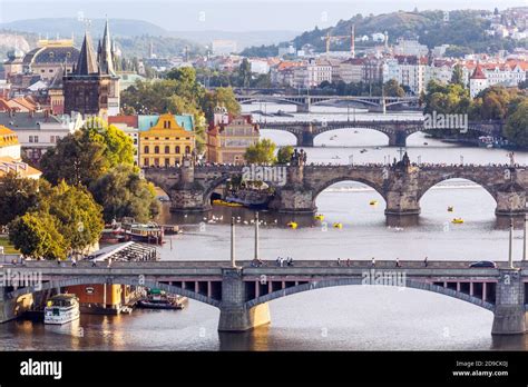 Prague river bridges over Vltava Stock Photo - Alamy