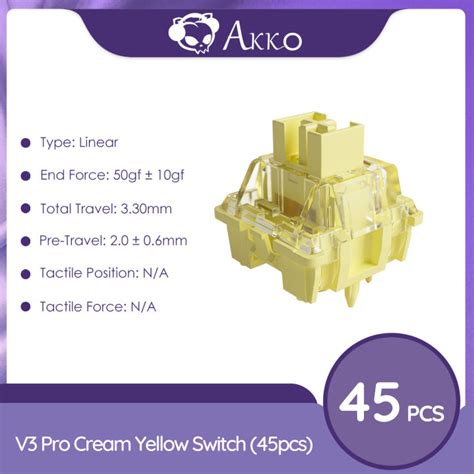 Akko V3 Pro Cream Yellow Switch 5 Pin 50gf Linear Switchwith Dustproof