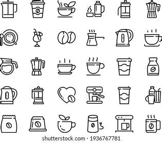 Food Line Icon Set Hot Cup Stock Vector Royalty Free 1936767781 Shutterstock