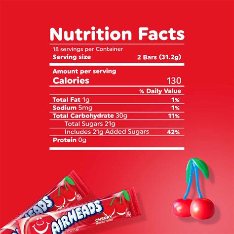 Airheads Cherry Candy Bars Regular Size 55 Oz Bulk Pack 36 Ct 198