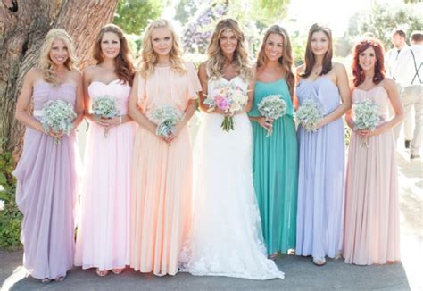 Mismatched Pastel Bridesmaid Dresses