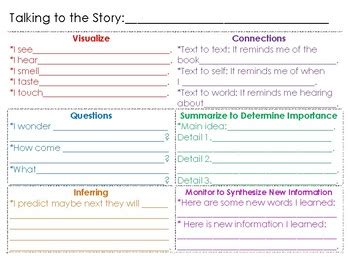 Talking To The Story Handout By Perfect Penmanship Shop Tpt