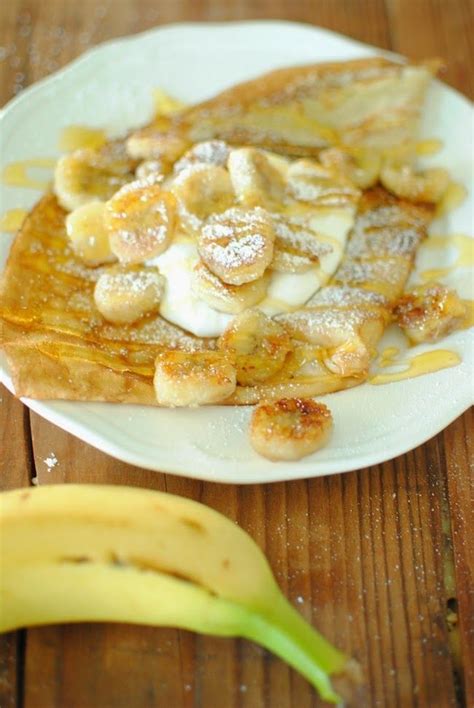 Greek Yoghurt Caramelized Bananas Maple Syrup Crepe Omg To Die For