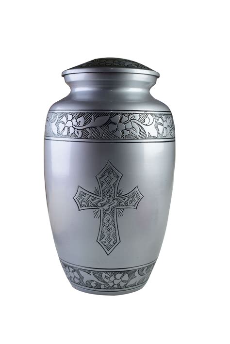 Urn for Human Ashes in Metal Hand Carved Cross Design Cremation Urns ...