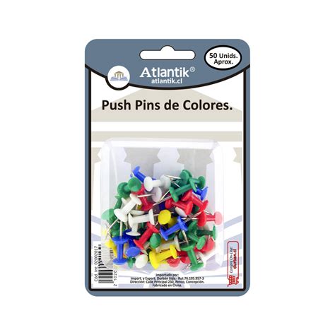 Push Pins Unid Colores Atlantik