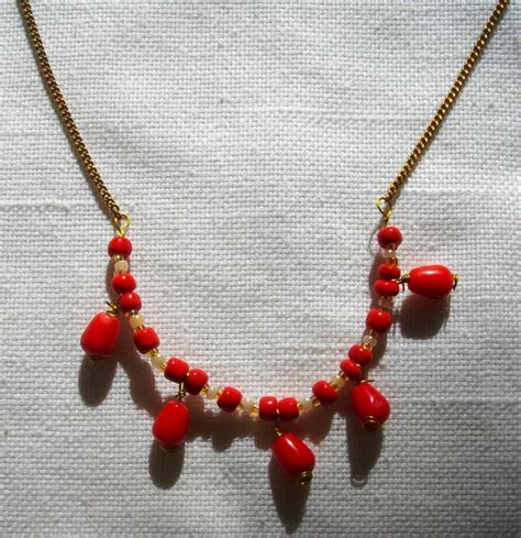 Red Corals Beaded Necklace Jewelry Necklace