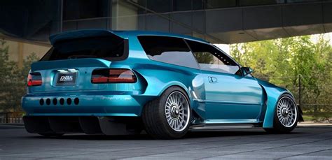 Widebody Awd Honda Civic Gently Adopts Properly Traditional Cgi Tuning Stance Autoevolution