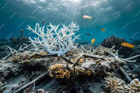 Premium Photo | Coral reef damaged by pollution The coral is bleached ...