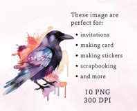 10 PNG Ravens Watercolor Clipart Sublimation Graphics Png