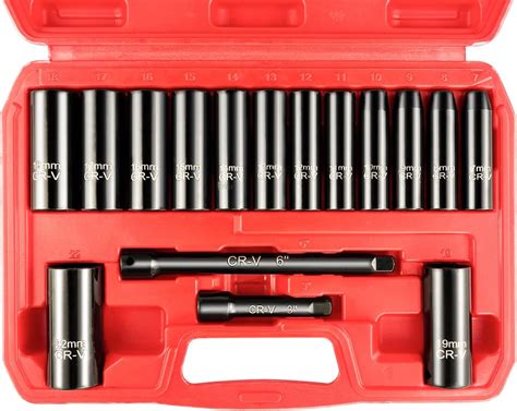 Workpro Drive Impact Socket Set With Extension Bars Premium Cr V