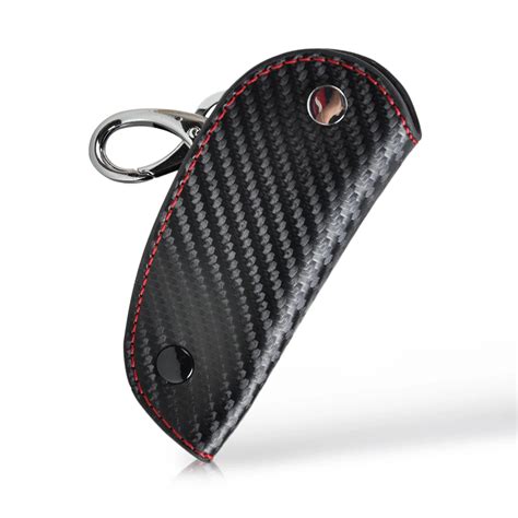 Beler D Leather Carbon Fiber Remote Key Case Chain Keyless Fob Cover