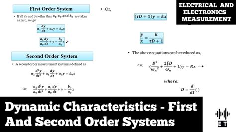 Dynamic Characteristics First And Second Order Systems Electrical