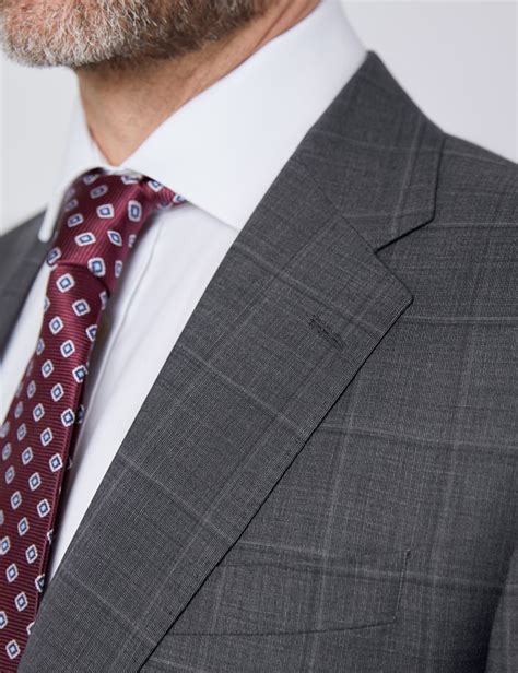 Mens Dark Grey Tonal Check Tailored Fit Italian Suit 1913 Collection