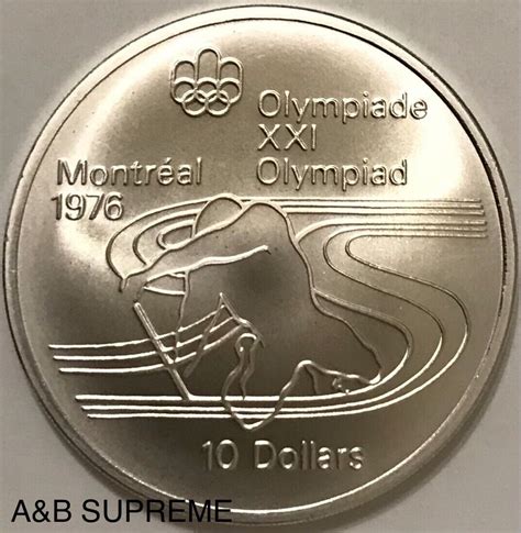 1976 Canada Olympiade XXI Olympiad 10 Dollar Large 1 7 Oz Coin Gem Bu