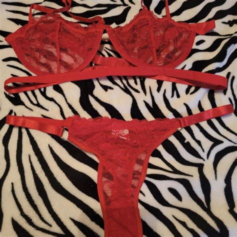 Red Lingerie Set Size Brand New Never Worn Depop