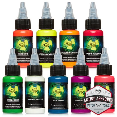 Moms Millennium Nuclear Uv Blacklight Tattoo Ink 9 Color Set Ebay