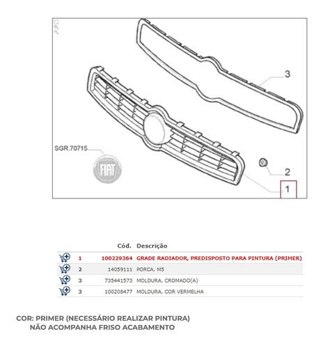 Grade Superior Radiador Fiat Bravo 2011 2015 Original Parcelamento