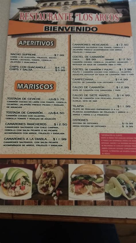 Menu At Los Arcos Mexican Restaurant Green Bay