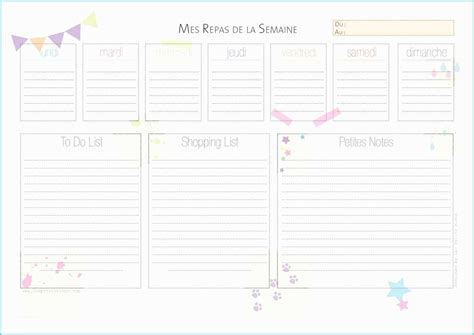 Menu De La Semaine Imprimer Planning Repas De La Semaine Vierge