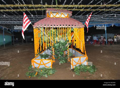 Decoration For Karma Puja Festival Ranchi Jharkhand India Stock