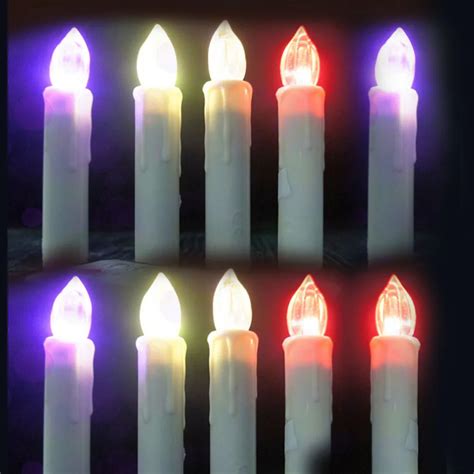 10pcs Set Battery Operated Flameless Led Colorful Candle Lights Christmas Church Wedding Decor